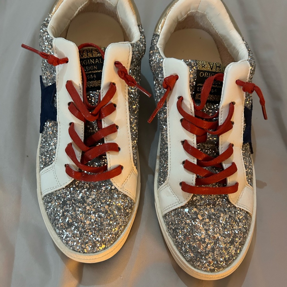 Vintage Havana Glitter Sneakers with Red Laces